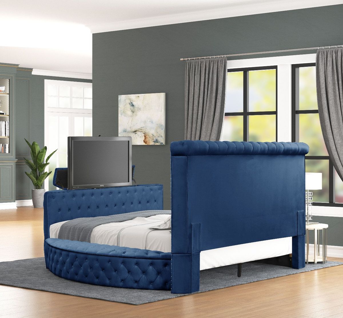 Galaxy Home Maya Queen Bed in Navy