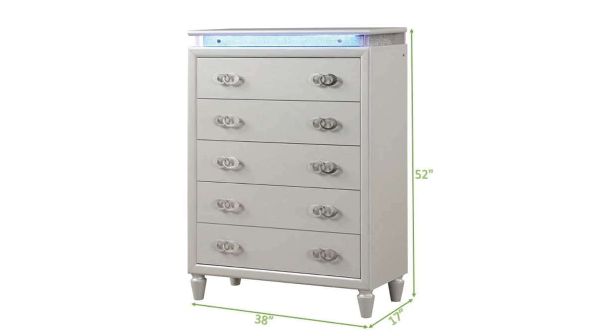 Galaxy Home Perla LED Chest in Milky White