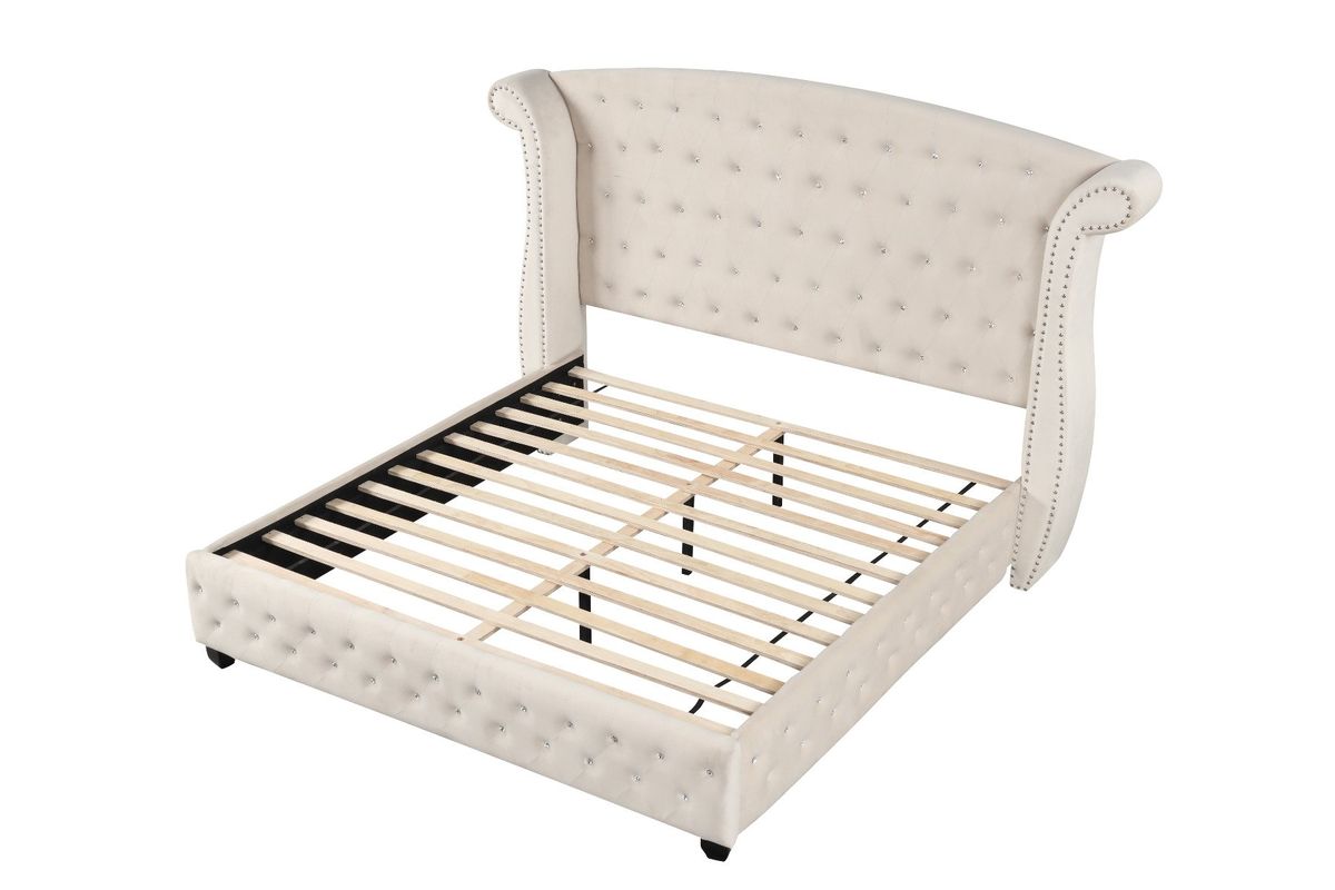 Galaxy Home Sophia Queen Bed in Cream